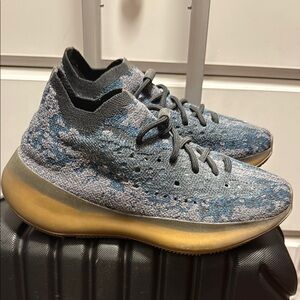 Yeezy Blue and Gray Sneakers with Knit Design